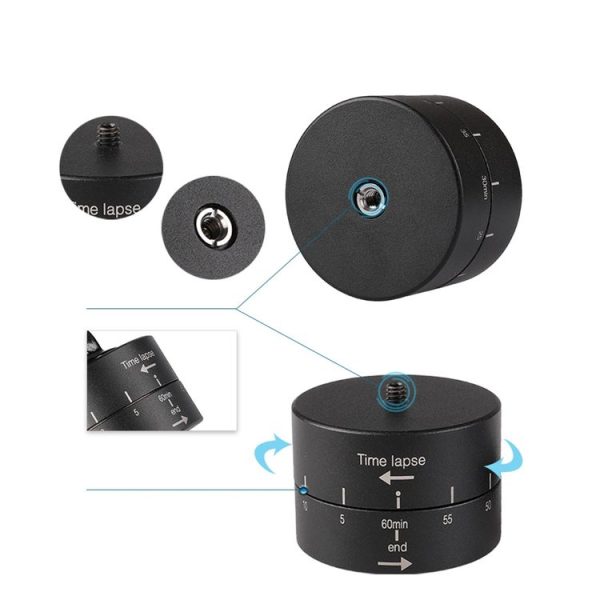 360 Degree Auto Rotation 60 Minutes Time Lapse Stabilizer Tripod Head Adapter for GoPro (Black) - Image 8