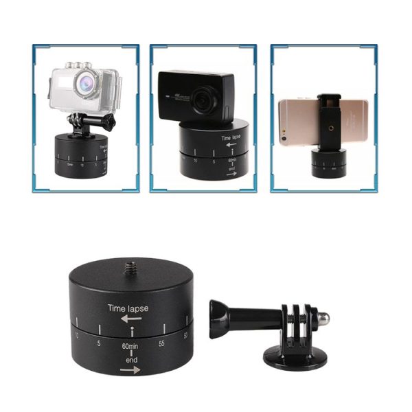 360 Degree Auto Rotation 60 Minutes Time Lapse Stabilizer Tripod Head Adapter for GoPro (Black) - Image 9