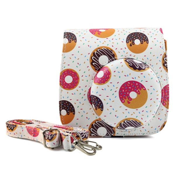 Sweet Buns Pattern Full Body Camera PU Leather Case Bag with Strap for FUJIFILM instax mini 9 / mini 8+ / mini 8