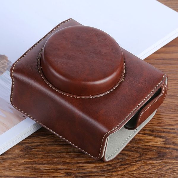 G7XII PU Leather Camera Protective bag for Canon Powershot G7X Mark 2 G7XII Digital camera, with Strap (Coffee) - Image 2
