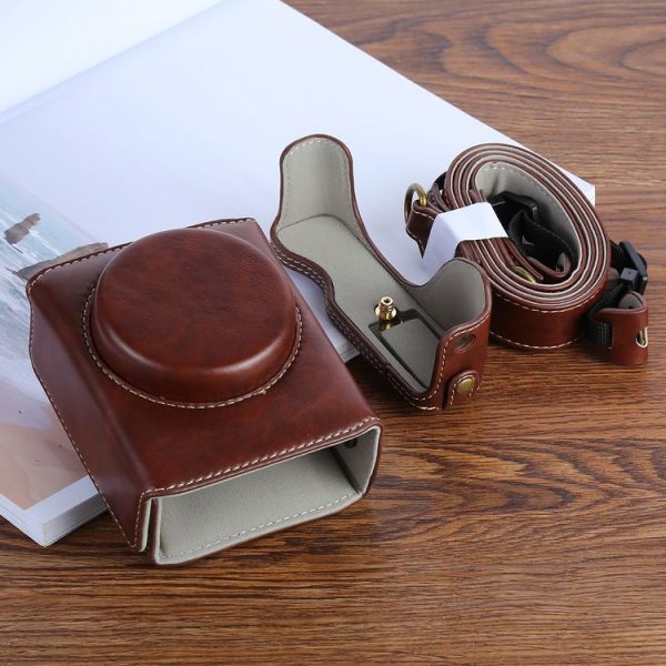 G7XII PU Leather Camera Protective bag for Canon Powershot G7X Mark 2 G7XII Digital camera, with Strap (Coffee) - Image 5