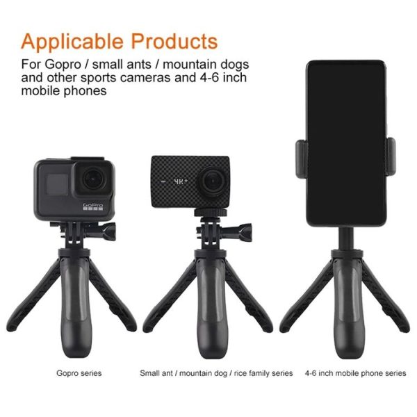GP446 Multifunctional Mini Fixed Tripod for GoPro, Insta360, DJI and Other Action Cameras (Black) - Image 9