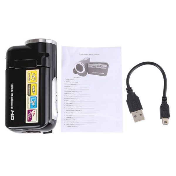1280x720P HD 16X Digital Zoom 16.0 MP Digital Video Camera Recorder with 2.0 inch LCD Screen (Black) - Image 6