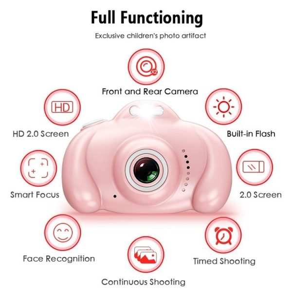 16.0 Mega Pixel Dual-Camera 2.0 inch Screen Cartoon HD Digital SLR Camera for Children (White) - Image 3
