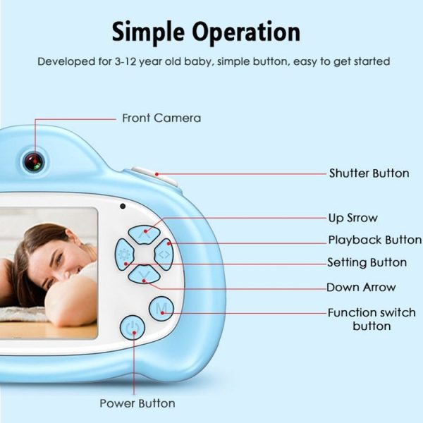 16.0 Mega Pixel Dual-Camera 2.0 inch Screen Cartoon HD Digital SLR Camera for Children (White) - Image 4
