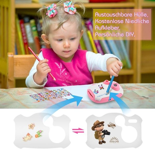 2.0 Mega Pixel 1.44 inch HD Screen Creative DIY Mini Digital Camera for Children (Pink) - Image 13