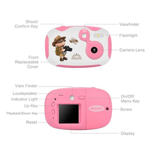 2.0 Mega Pixel 1.44 inch HD Screen Creative DIY Mini Digital Camera for Children (Pink) - Image 5