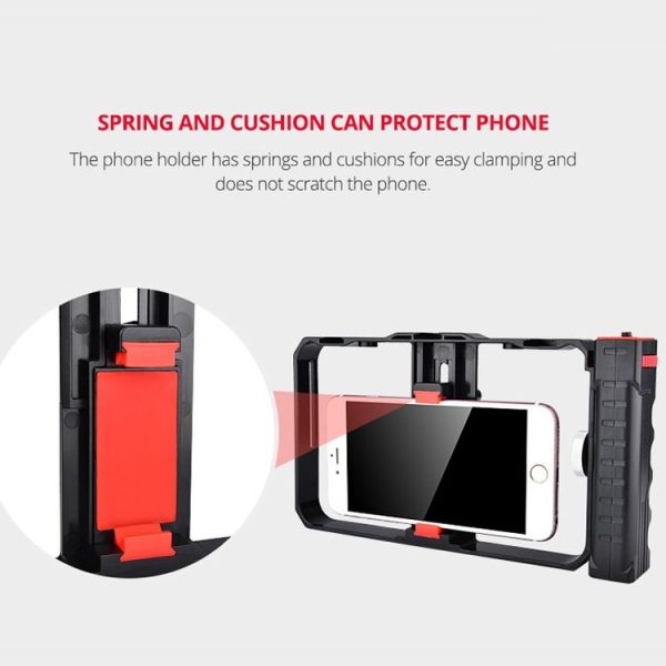 YELANGU YLG0901B Vlogging Live Broadcast Smartphone Plastic Cage Video Rig Filmmaking Recording Handle Stabilizer Bracket for iPhone, Galaxy, Huawei, Xiaomi, HTC, LG, Google, and Other Smartphones (Black) - Image 12