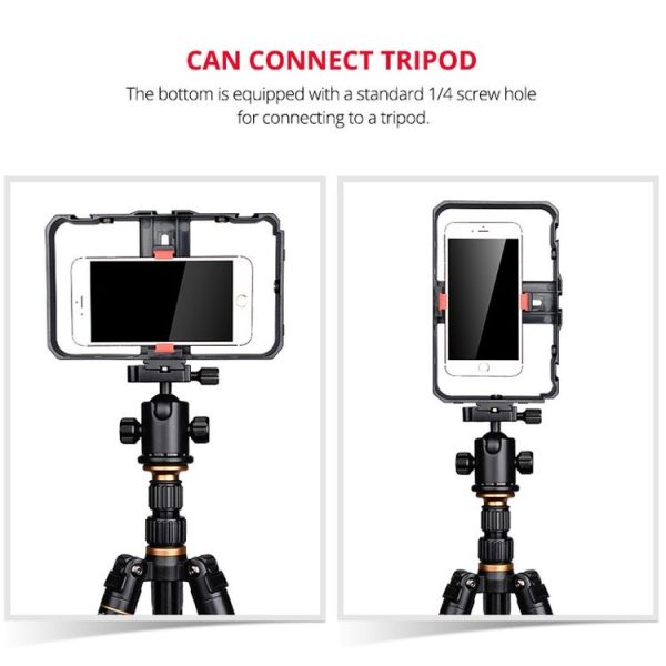 YELANGU YLG0901B Vlogging Live Broadcast Smartphone Plastic Cage Video Rig Filmmaking Recording Handle Stabilizer Bracket for iPhone, Galaxy, Huawei, Xiaomi, HTC, LG, Google, and Other Smartphones (Black) - Image 15