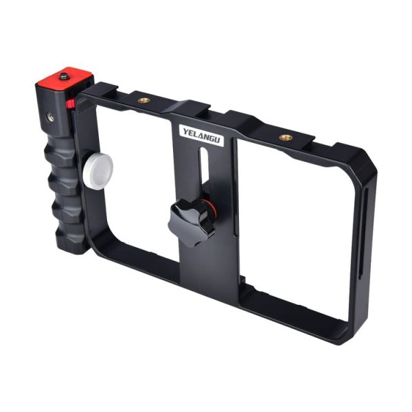YELANGU YLG0901B Vlogging Live Broadcast Smartphone Plastic Cage Video Rig Filmmaking Recording Handle Stabilizer Bracket for iPhone, Galaxy, Huawei, Xiaomi, HTC, LG, Google, and Other Smartphones (Black) - Image 2