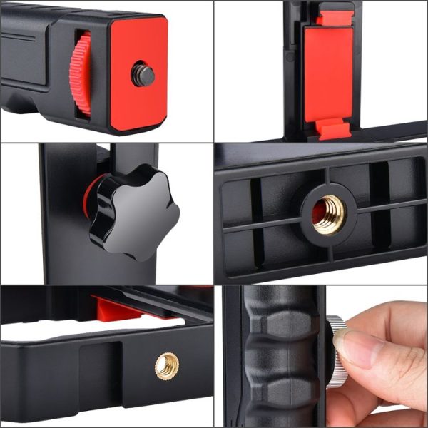 YELANGU YLG0901B Vlogging Live Broadcast Smartphone Plastic Cage Video Rig Filmmaking Recording Handle Stabilizer Bracket for iPhone, Galaxy, Huawei, Xiaomi, HTC, LG, Google, and Other Smartphones (Black) - Image 6