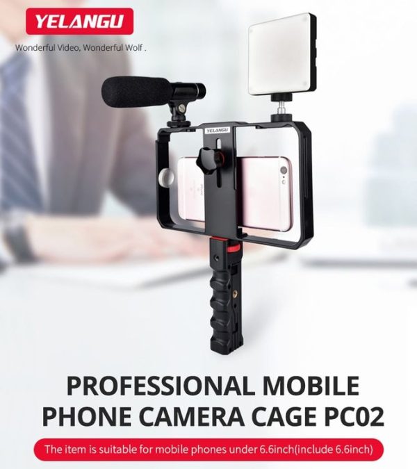 YELANGU YLG0901B Vlogging Live Broadcast Smartphone Plastic Cage Video Rig Filmmaking Recording Handle Stabilizer Bracket for iPhone, Galaxy, Huawei, Xiaomi, HTC, LG, Google, and Other Smartphones (Black) - Image 7