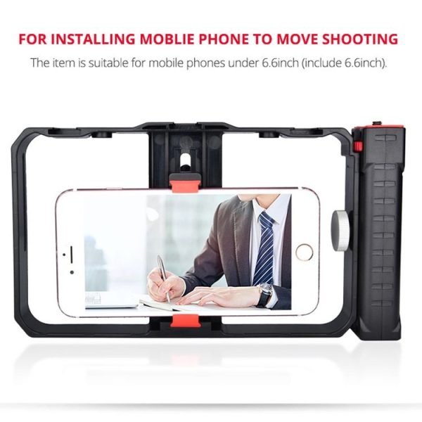 YELANGU YLG0901B Vlogging Live Broadcast Smartphone Plastic Cage Video Rig Filmmaking Recording Handle Stabilizer Bracket for iPhone, Galaxy, Huawei, Xiaomi, HTC, LG, Google, and Other Smartphones (Black) - Image 8
