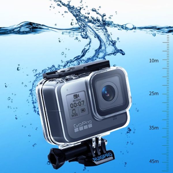 RUIGPRO for GoPro HERO8 Black 45m Waterproof Housing Protective Case with Buckle Basic Mount & Screw (Transparent)