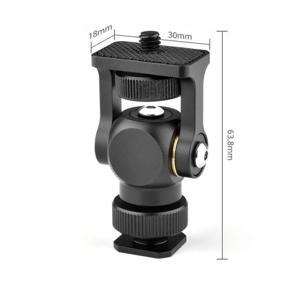 YELANGU 180 Degree Swing Mini Tripod Ball Head Bracket Cold Shoe Mount 1 / 4 inch Screw Adapter (Black) - Image 6