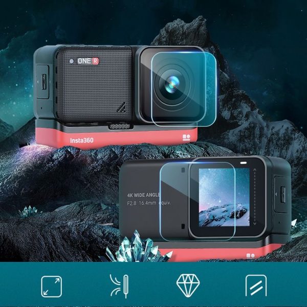Lens + LCD Display Tempered Glass Film for Insta 360 One R 4K (Transparent) - Image 2