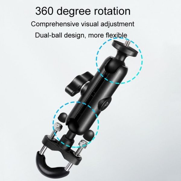 9cm Connecting Rod 20mm Ball Head Motorcycle Handlebar Fixed Mount Holder with Tripod Adapter & Screw for GoPro, Insta360, DJI and Other Action Cameras (Black) - Image 3