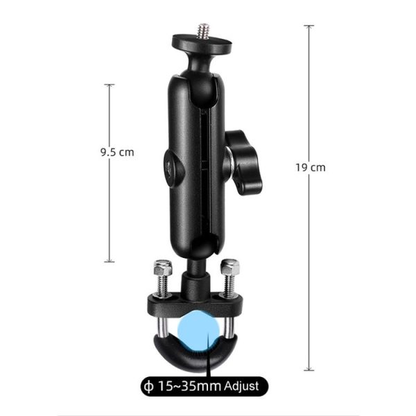 9cm Connecting Rod 20mm Ball Head Motorcycle Handlebar Fixed Mount Holder with Tripod Adapter & Screw for GoPro, Insta360, DJI and Other Action Cameras (Black) - Image 4