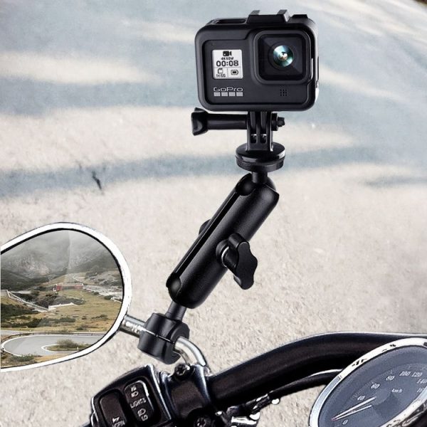 9cm Connecting Rod 20mm Ball Head Motorcycle Handlebar Fixed Mount Holder with Tripod Adapter & Screw for GoPro, Insta360, DJI and Other Action Cameras (Black) - Image 7