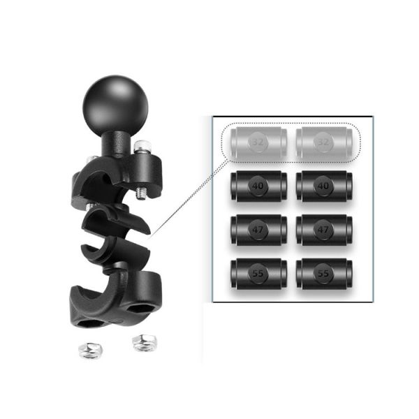 25mm Ball Head Motorcycle Rearview Mirror Fixed Mount Holder with 4 Styles Gaskets for GoPro, Insta360, DJI and Other Action Cameras (Black)