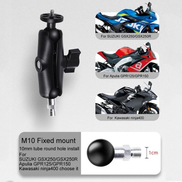 25mm Ball Head Motorcycle Rearview Mirror Fixed Mount Holder with 4 Styles Gaskets for GoPro, Insta360, DJI and Other Action Cameras (Black) - Image 7