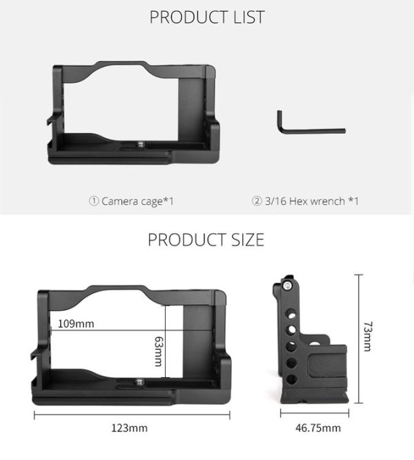 YELANGU C13 YLG0713A Video Camera Cage Stabilizer for Canon Powershot G7X Mark III / G7X3 (Black) - Image 10