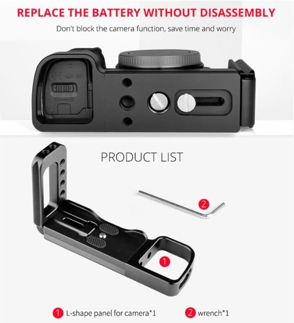 YELANGU YLG0715A 1 / 4 inch Vertical Shoot Quick Release L Plate Bracket Base Holder for Sony A6300 / A6000 / A6100 / A6400 / A6500 (Black) - Image 16