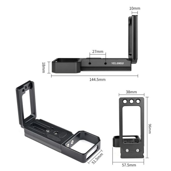 YELANGU CL6 YLG0712A Vertical Shoot Quick Release L Plate Bracket Base Holder for Sony A9 (ILCE-9) / A7 III / A7R III (Black) - Image 14