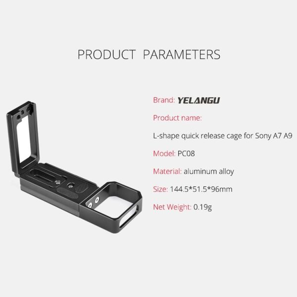 YELANGU CL6 YLG0712A Vertical Shoot Quick Release L Plate Bracket Base Holder for Sony A9 (ILCE-9) / A7 III / A7R III (Black) - Image 5