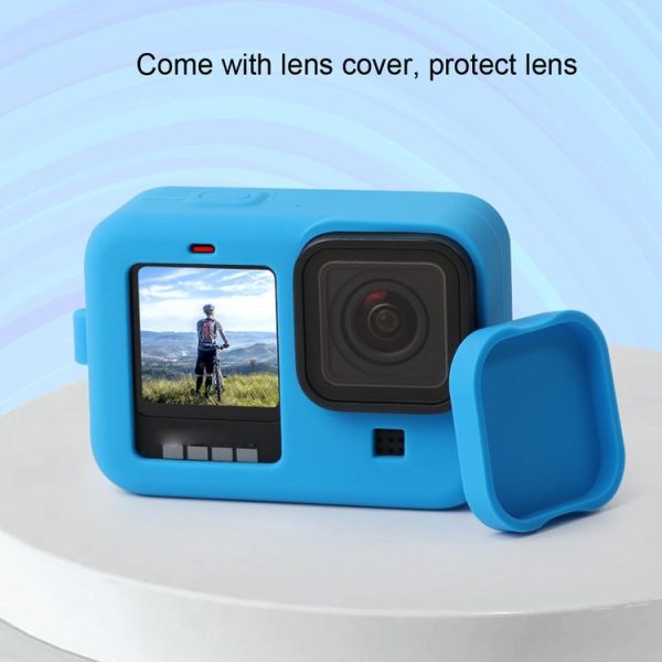 GoPro HERO10 Black / HERO9 Black Silicone Protective Case Cover with Wrist Strap & Lens Cover (Black) - Image 4