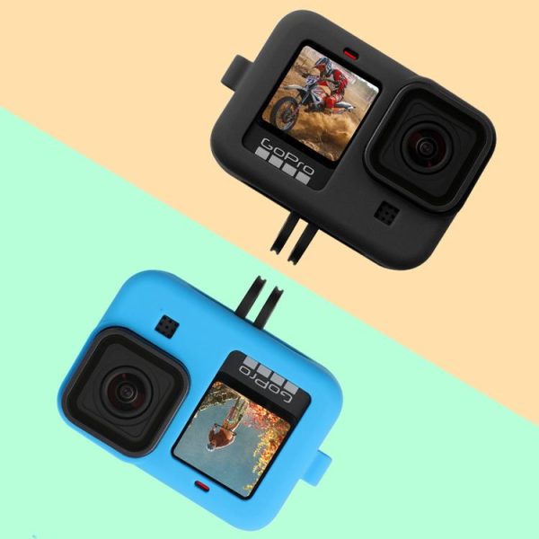 GoPro HERO10 Black / HERO9 Black Silicone Protective Case Cover with Wrist Strap & Lens Cover (Black) - Image 6
