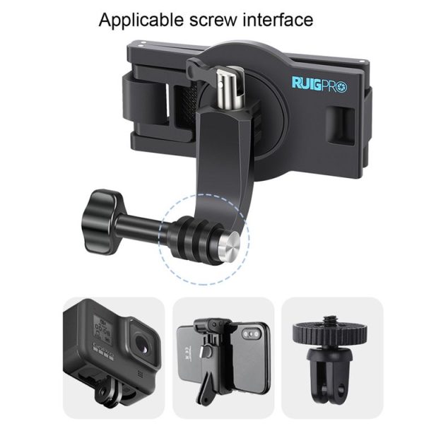 RUIGPRO 360 Degree Rotating Quick Release Strap Mount Shoulder Backpack Mount for GoPro, Insta360, DJI and Other Action Cameras (Black) - Image 3