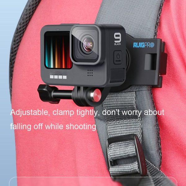 RUIGPRO 360 Degree Rotating Quick Release Strap Mount Shoulder Backpack Mount for GoPro, Insta360, DJI and Other Action Cameras (Black) - Image 4