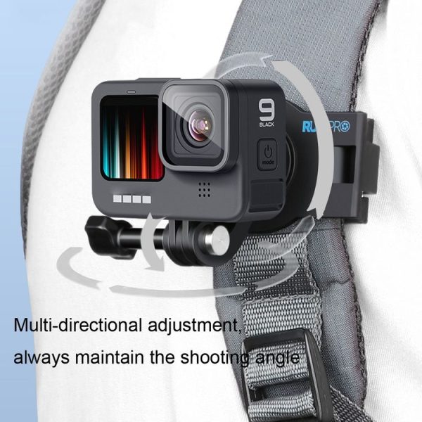 RUIGPRO 360 Degree Rotating Quick Release Strap Mount Shoulder Backpack Mount for GoPro, Insta360, DJI and Other Action Cameras (Black) - Image 5
