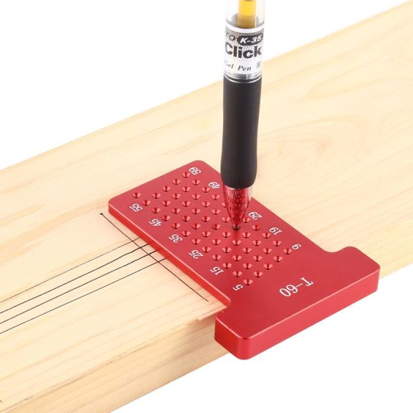 T60 T-Shaped Woodworking Aluminum Alloy Holes Ruler Marking Fixing Tool - Image 5