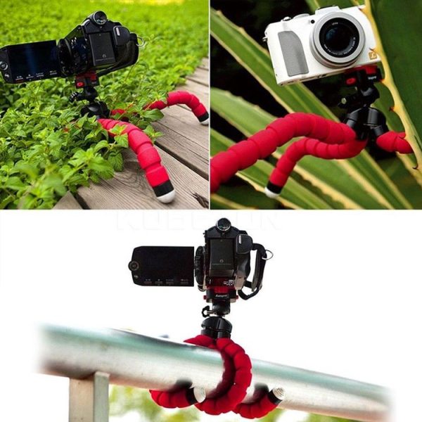 Mini Octopus Flexible Foam Tripod Holder with Phone Clamp & Remote Control (Black) - Image 11