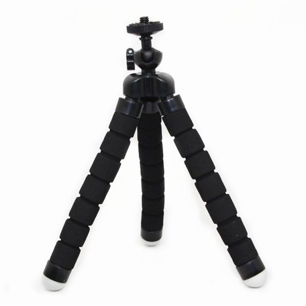 Mini Octopus Flexible Foam Tripod Holder with Phone Clamp & Remote Control (Black) - Image 2