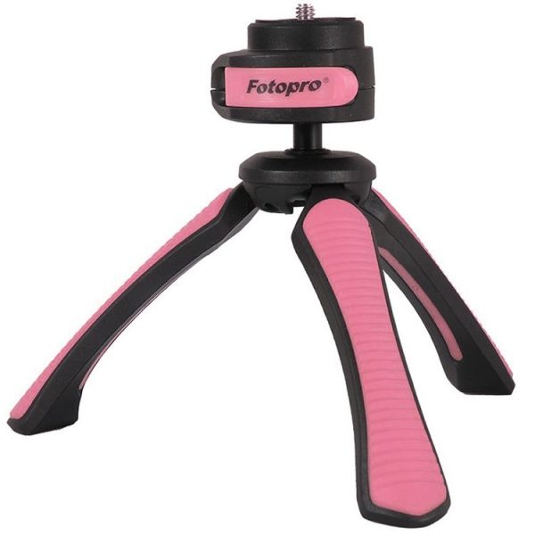 Fotopro SY-310 Adjustable 123mm-167mm 1.5kg Burden 1 / 4 inch Screw Portable Mini Tripod Holder Stand Mount with Protective Cover & Sling for Mobile Phone & GoPro & Card Machine & Micro DSLR Digital Camera (Pink)