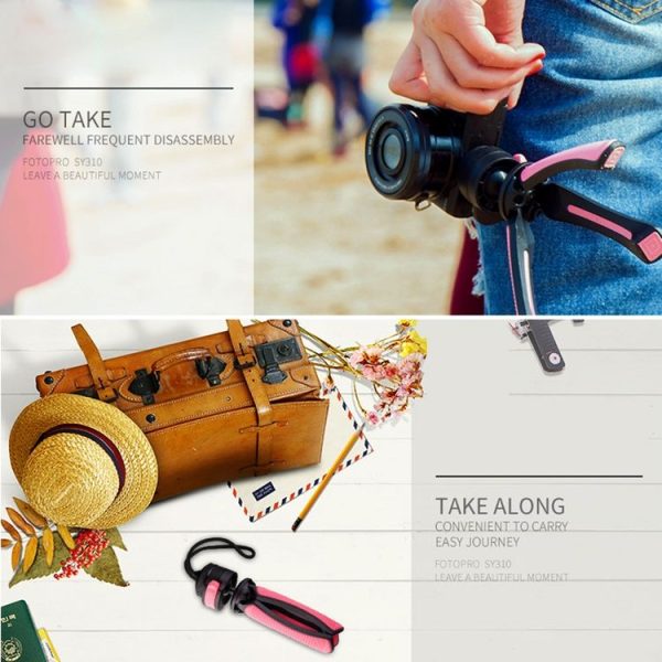 Fotopro SY-310 Adjustable 123mm-167mm 1.5kg Burden 1 / 4 inch Screw Portable Mini Tripod Holder Stand Mount with Protective Cover & Sling for Mobile Phone & GoPro & Card Machine & Micro DSLR Digital Camera (Pink) - Image 13