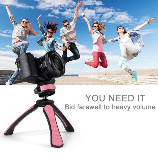 Fotopro SY-310 Adjustable 123mm-167mm 1.5kg Burden 1 / 4 inch Screw Portable Mini Tripod Holder Stand Mount with Protective Cover & Sling for Mobile Phone & GoPro & Card Machine & Micro DSLR Digital Camera (Pink) - Image 8