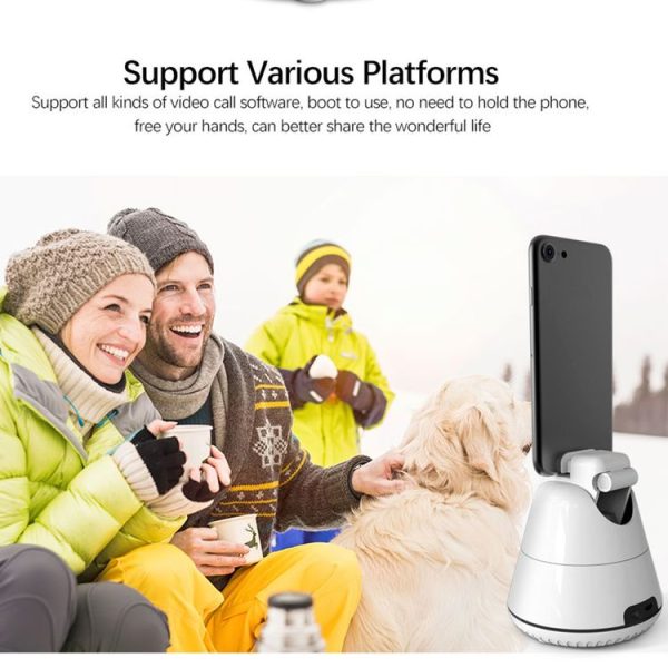SriHome SH006 360 Degree Rotation Panoramic Head Bluetooth Auto Face Tracking Object Tracking Holder with Phone Clamp for Smartphones, GoPro, DSLR Cameras (White) - Image 8