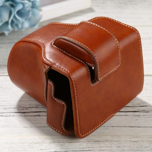 PU Leather Camera Full Body Case Bag with Strap for FUJIFILM X-T200 (15-45mm Lens) (Brown) - Image 3
