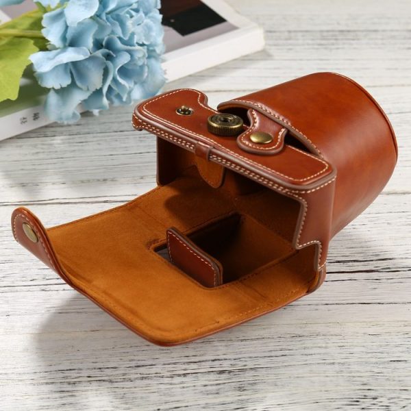 PU Leather Camera Full Body Case Bag with Strap for FUJIFILM X-T200 (15-45mm Lens) (Brown) - Image 4