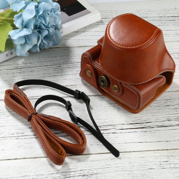 PU Leather Camera Full Body Case Bag with Strap for FUJIFILM X-T200 (15-45mm Lens) (Brown) - Image 5