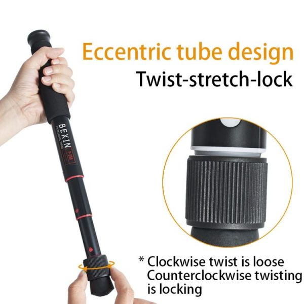BEXIN P256A Portable Travel Outdoor DSLR Camera Aluminum Alloy Monopod Holder (Black) - Image 2