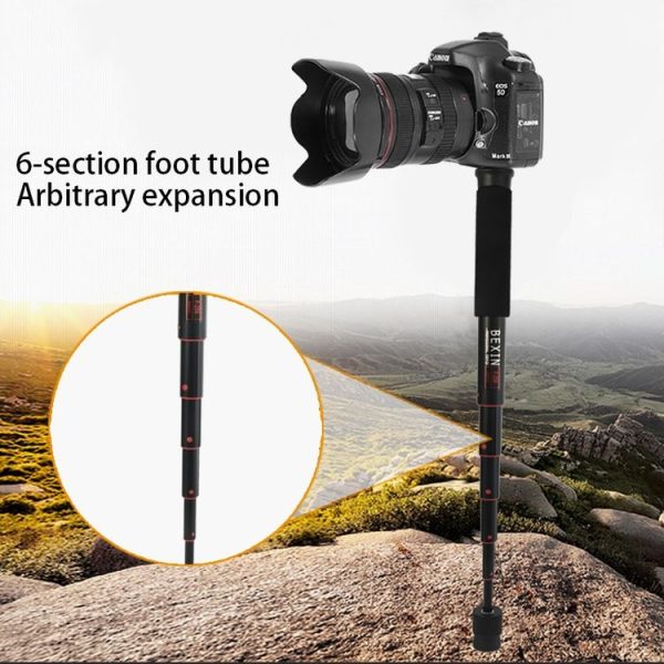 BEXIN P256A Portable Travel Outdoor DSLR Camera Aluminum Alloy Monopod Holder (Black) - Image 3