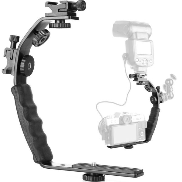 L-Shaped Aluminum Flash Bracket Camera Holder (Black)