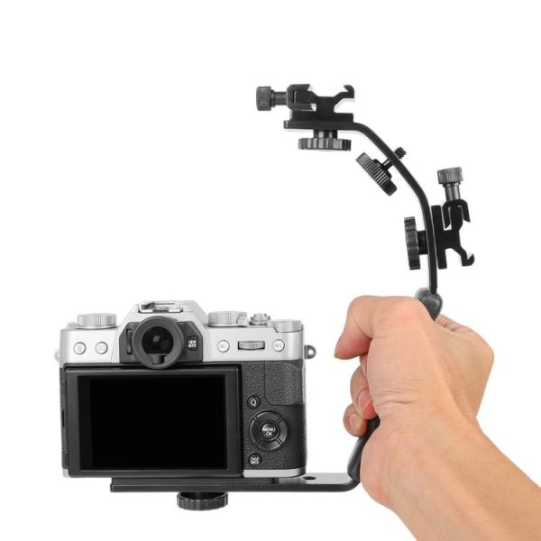 L-Shaped Aluminum Flash Bracket Camera Holder (Black) - Image 2