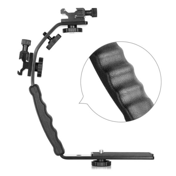 L-Shaped Aluminum Flash Bracket Camera Holder (Black) - Image 4