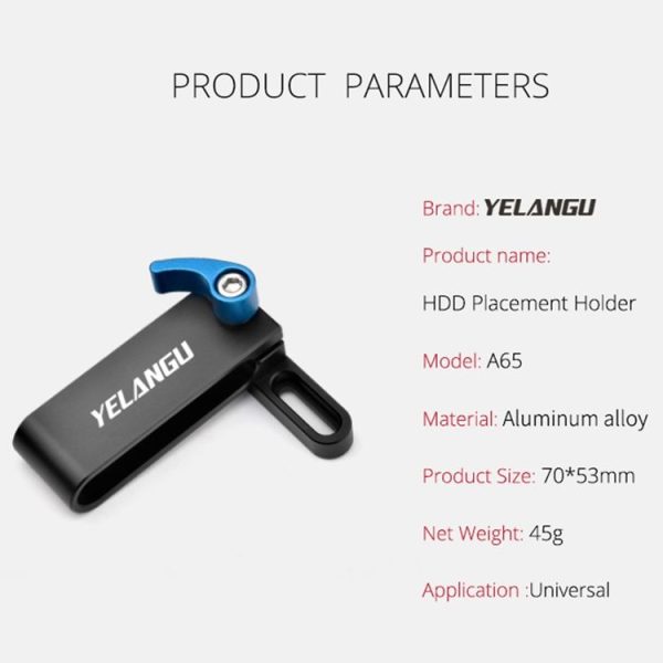 YELANGU A65 SSD Mount Bracket SSD Holder for Camera Cage (Black) - Image 4